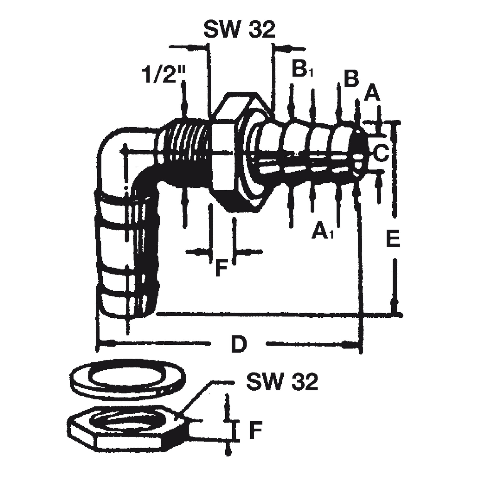 Winkel-Tankanschlussteil 10/12 mm