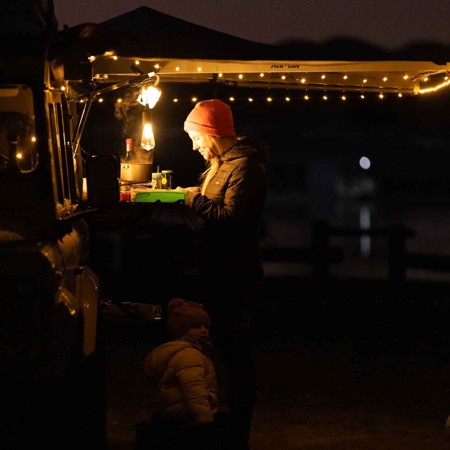 Campinglaterne Floppy aus Silikon, hellblau
