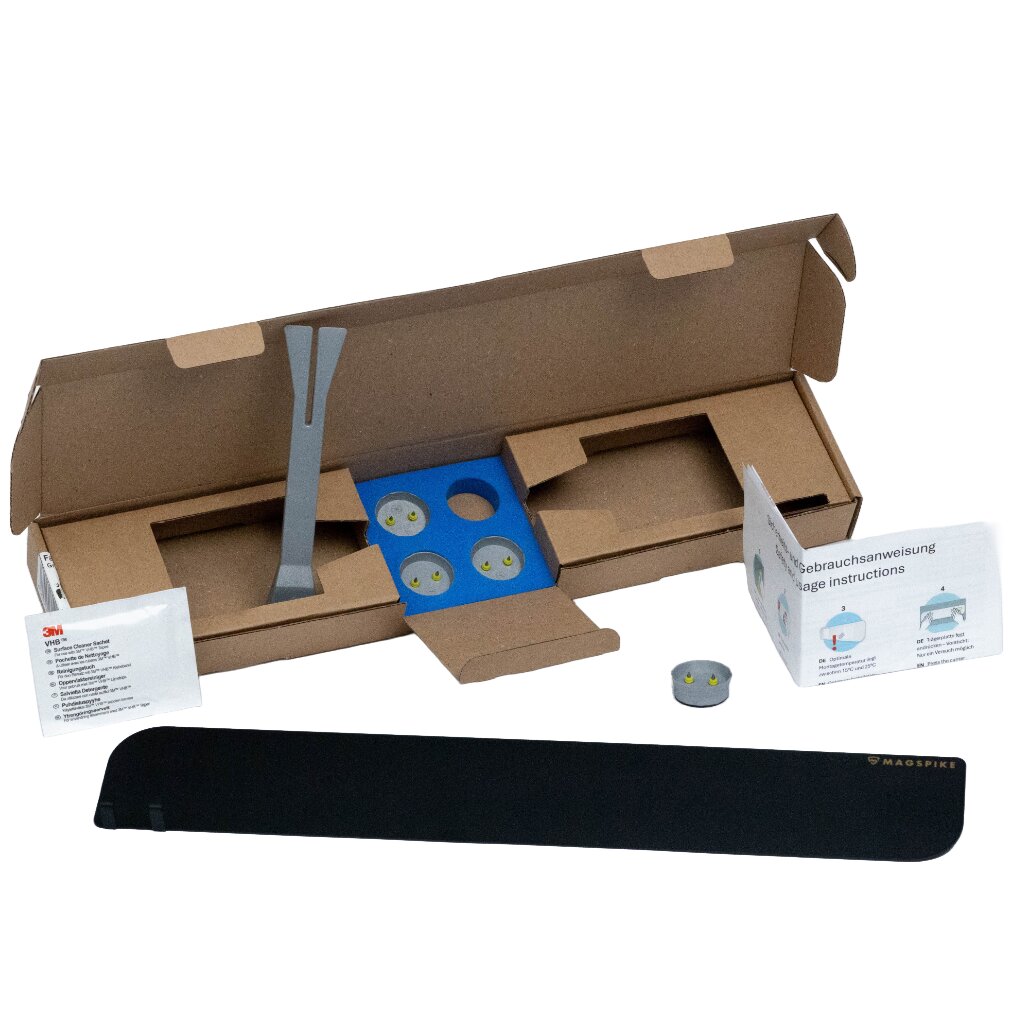 Trägerplatte mit Magnet MagSpike Set L+ mit integrierten Haken, schwarz