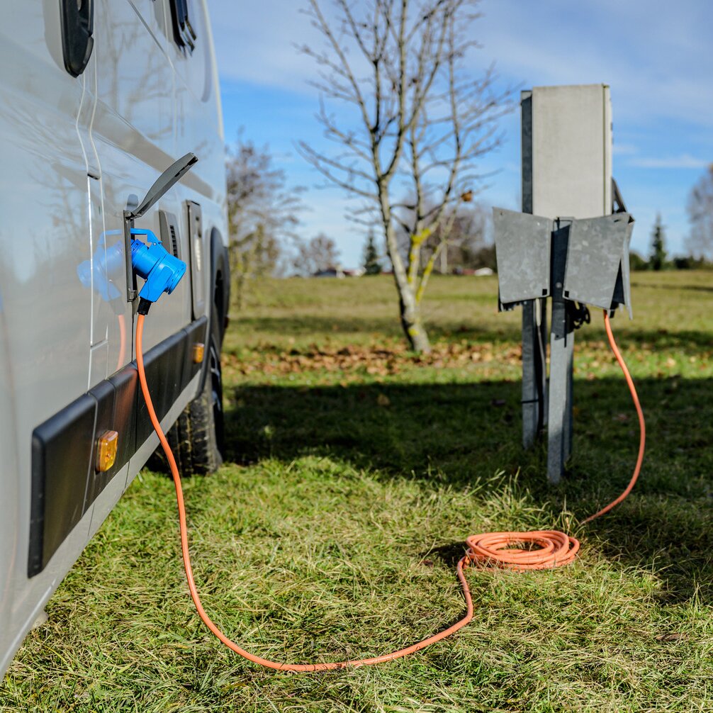 Verlängerungskabel Camping CEE-CEE/Schuko, 25 m orange