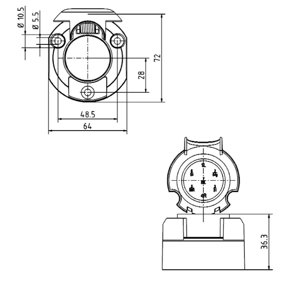 Steckdose ISO 1724 PVC