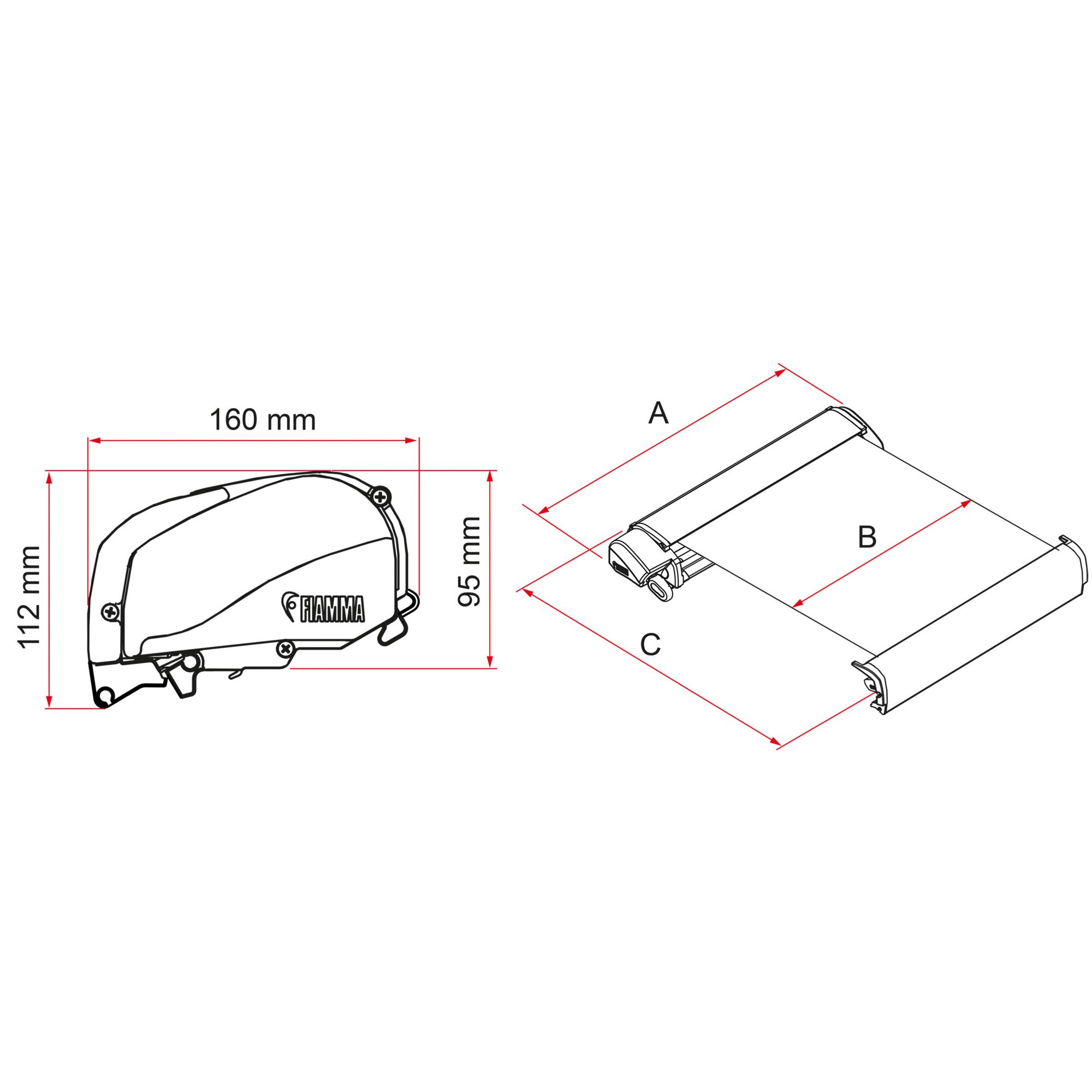 Markise F80, schwarz, 547 cm