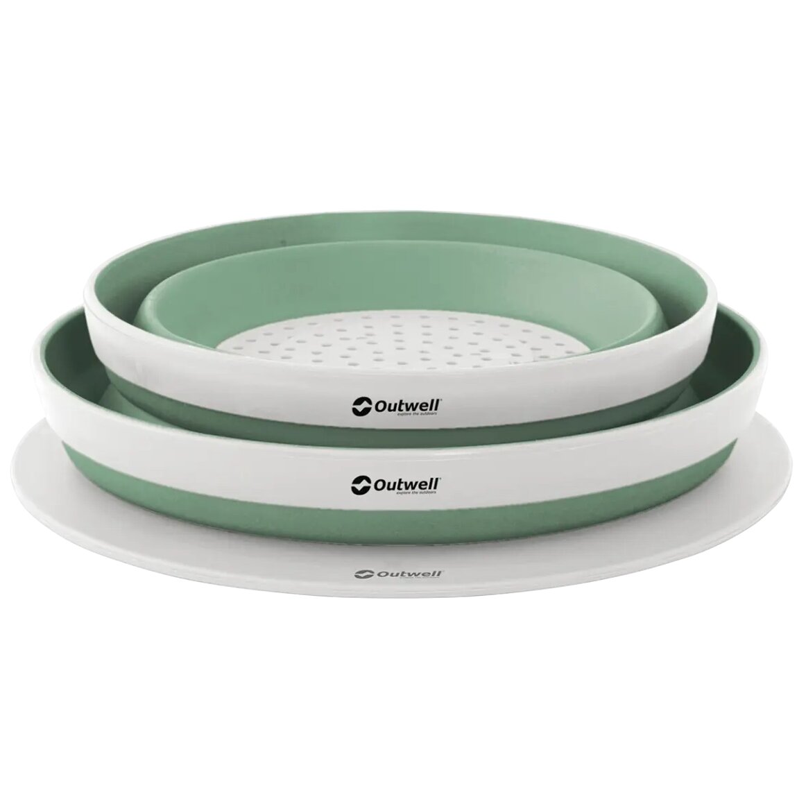 Schüssel und Sieb Set faltbar, dunkelgrün