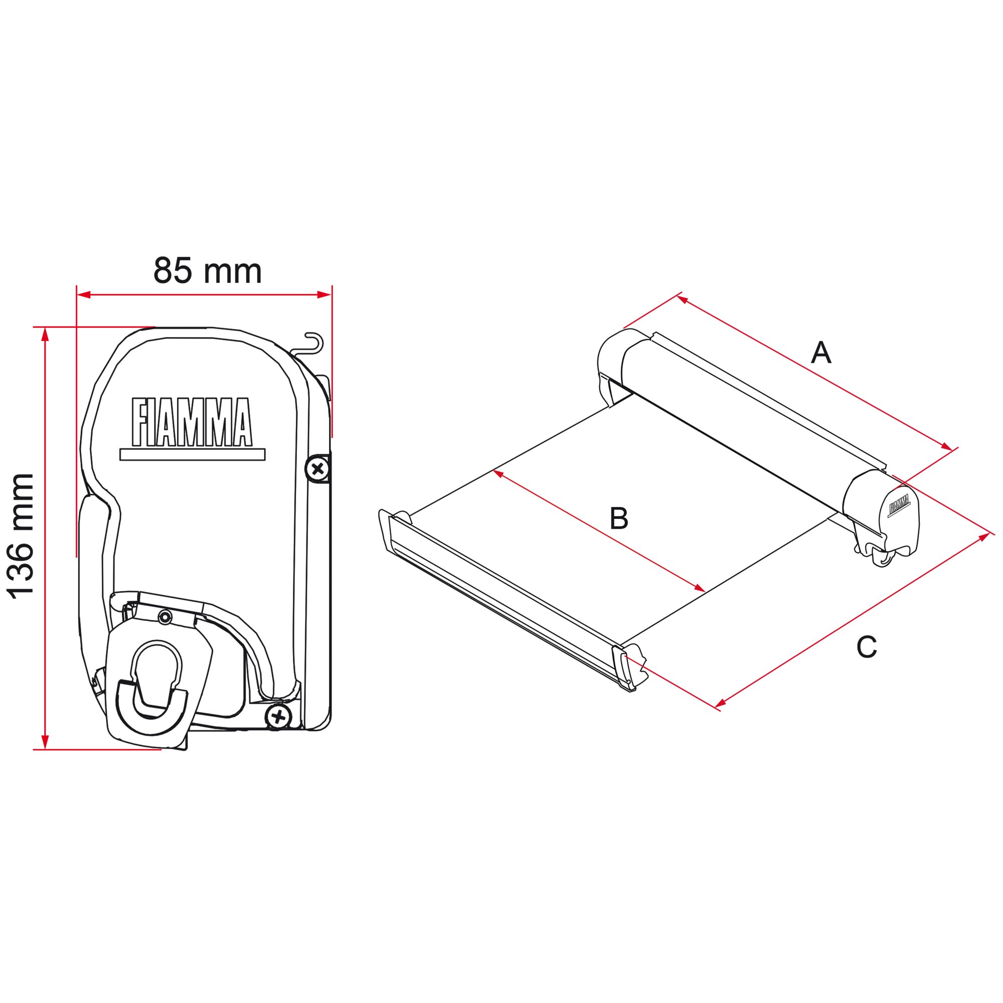 Markise F45 – schwarz, 263 cm