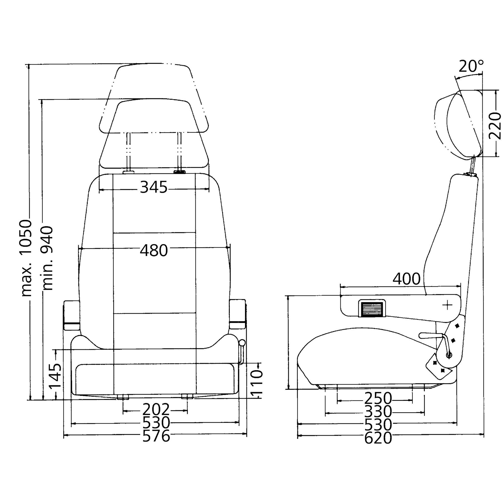 Sportcraft Pilotensitz, Tavoc grau, verstellbare Nackenstütze
