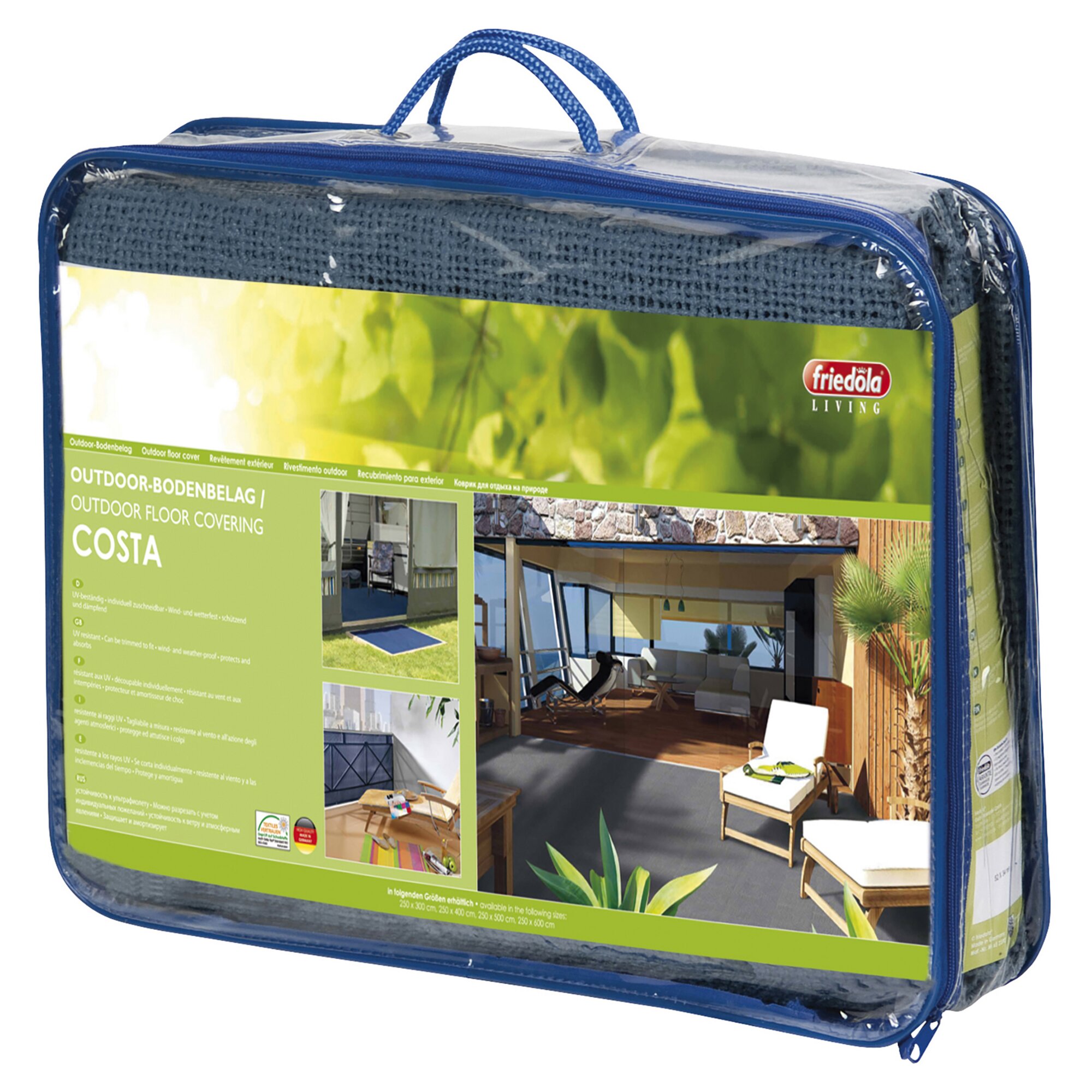Zeltteppich Costa, blau, 3 m, 5 m