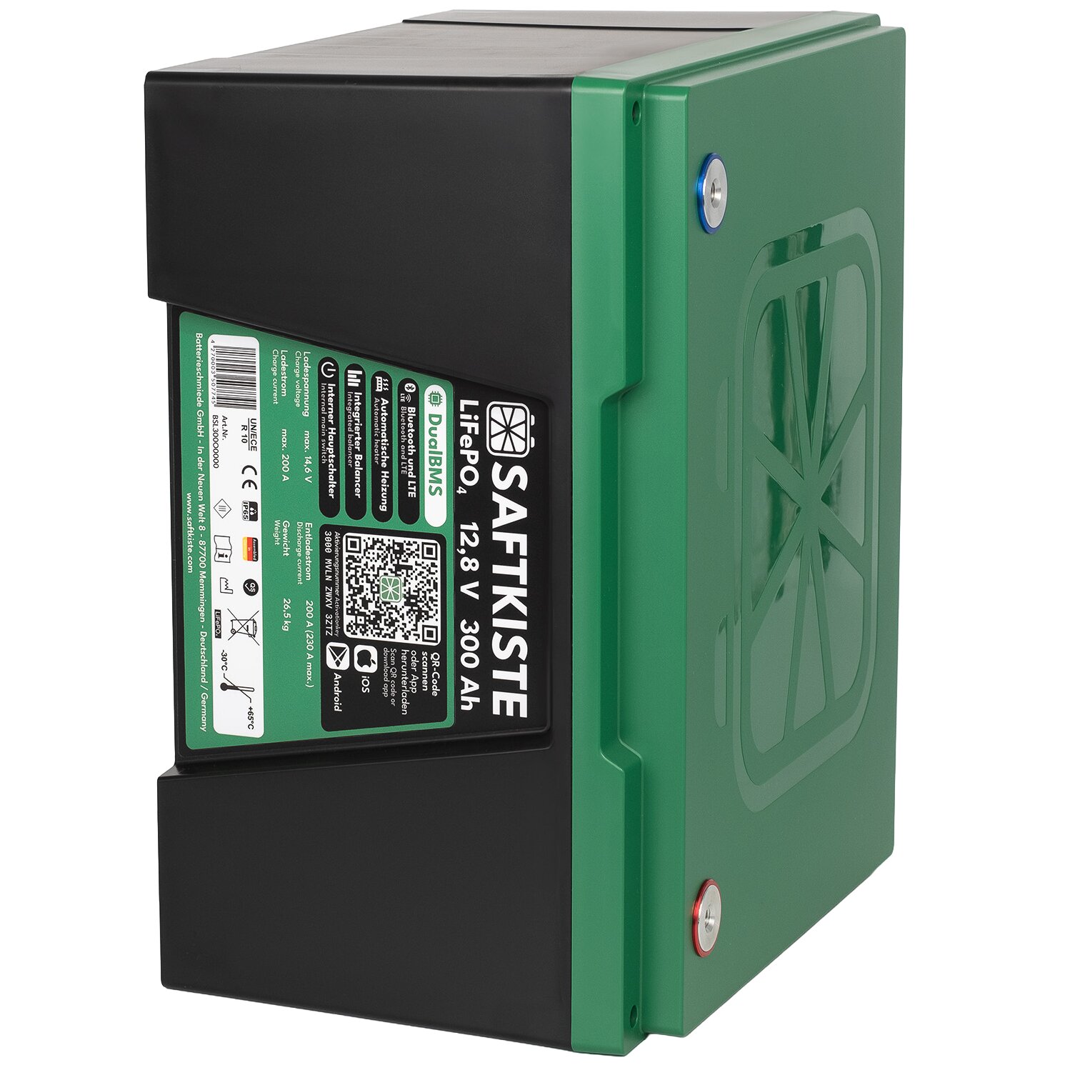 Lithium Batterie, Batteriepole oben, 300 Ah