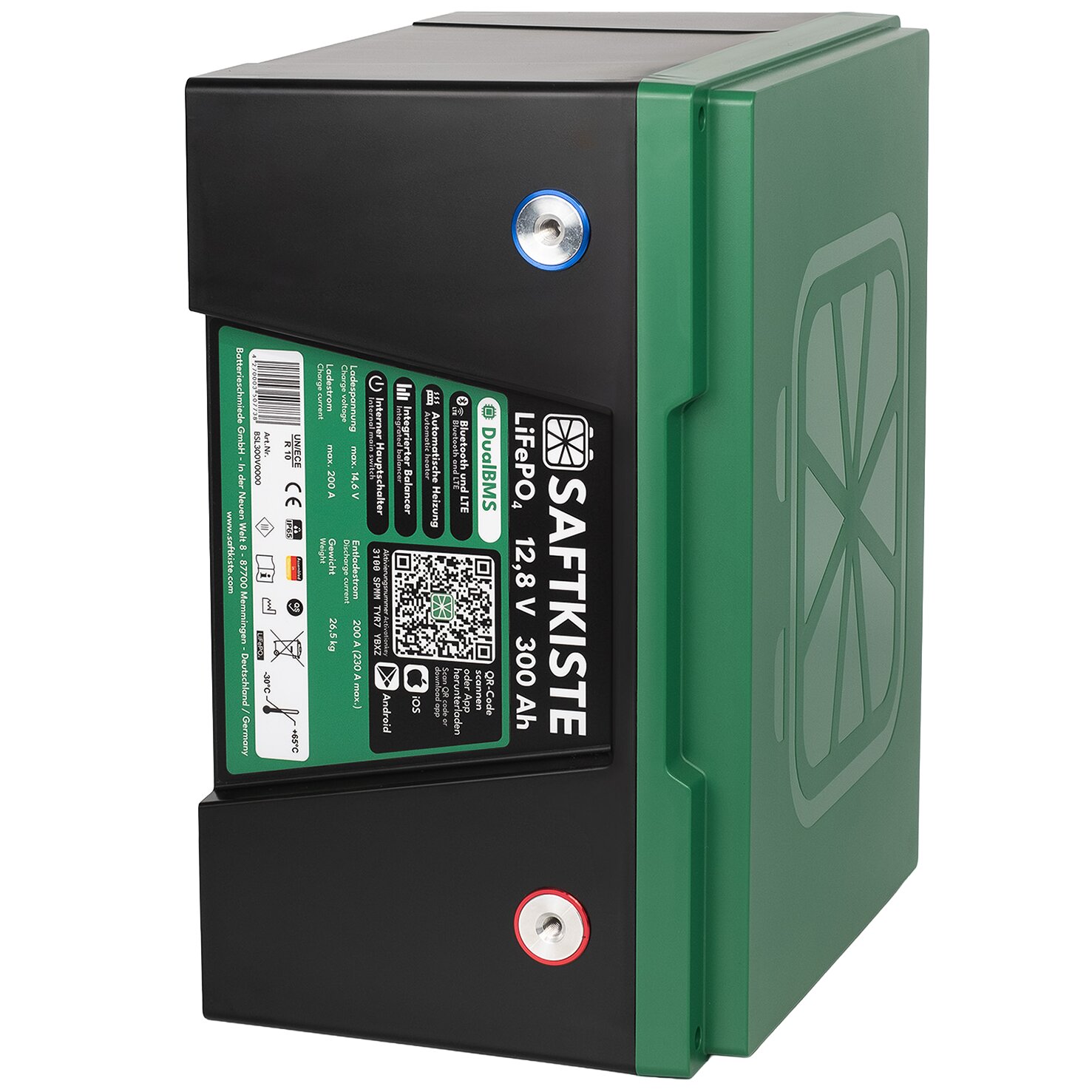 Lithium Batterie, Batteriepole vorne, 300 Ah