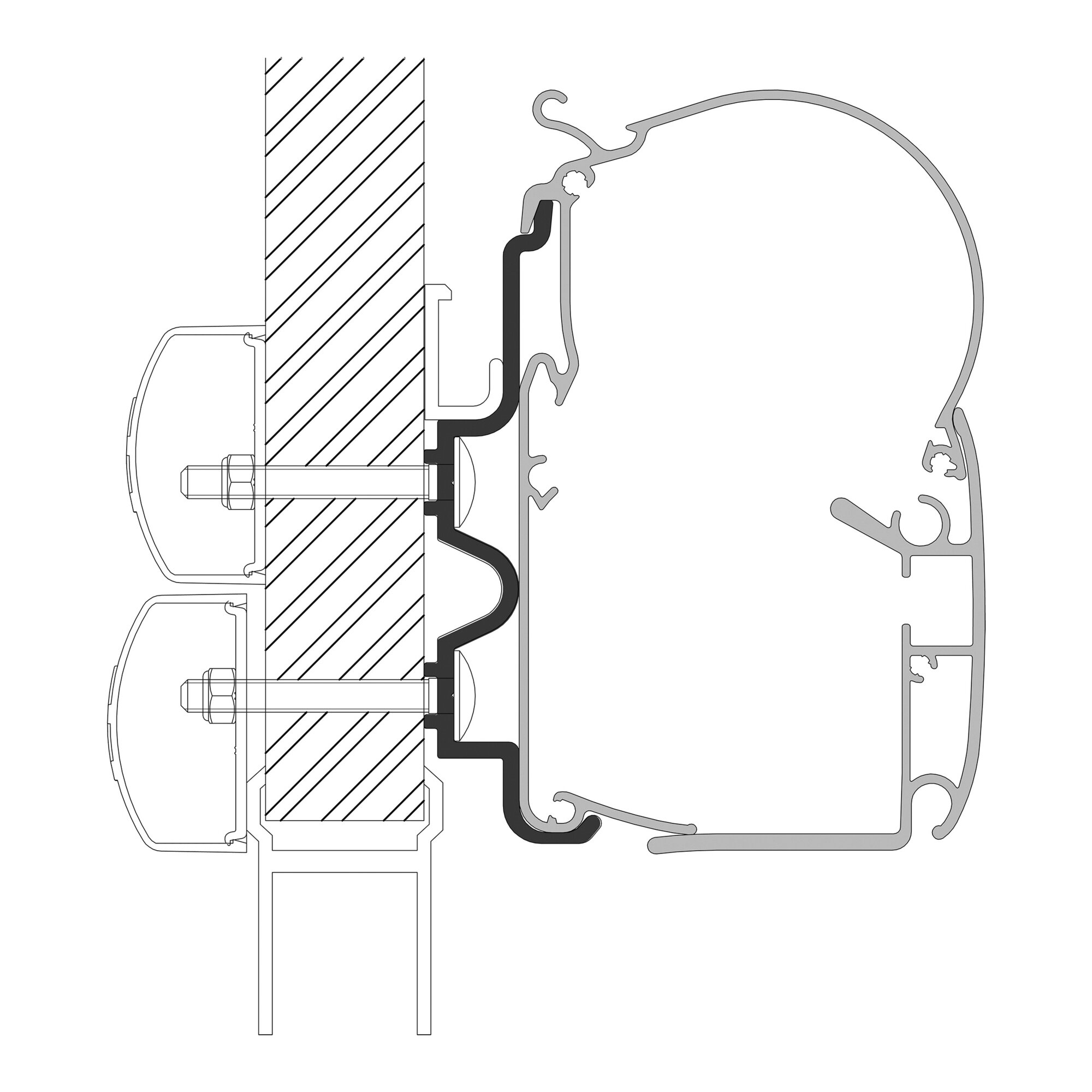 Adapter für Hymer Camp zu Markisen Dometic Serie 1, 5,50 m
