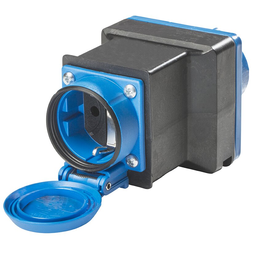 Adapterstecker CEE-Stecker + Schuko-Kupplung schwarz/blau
