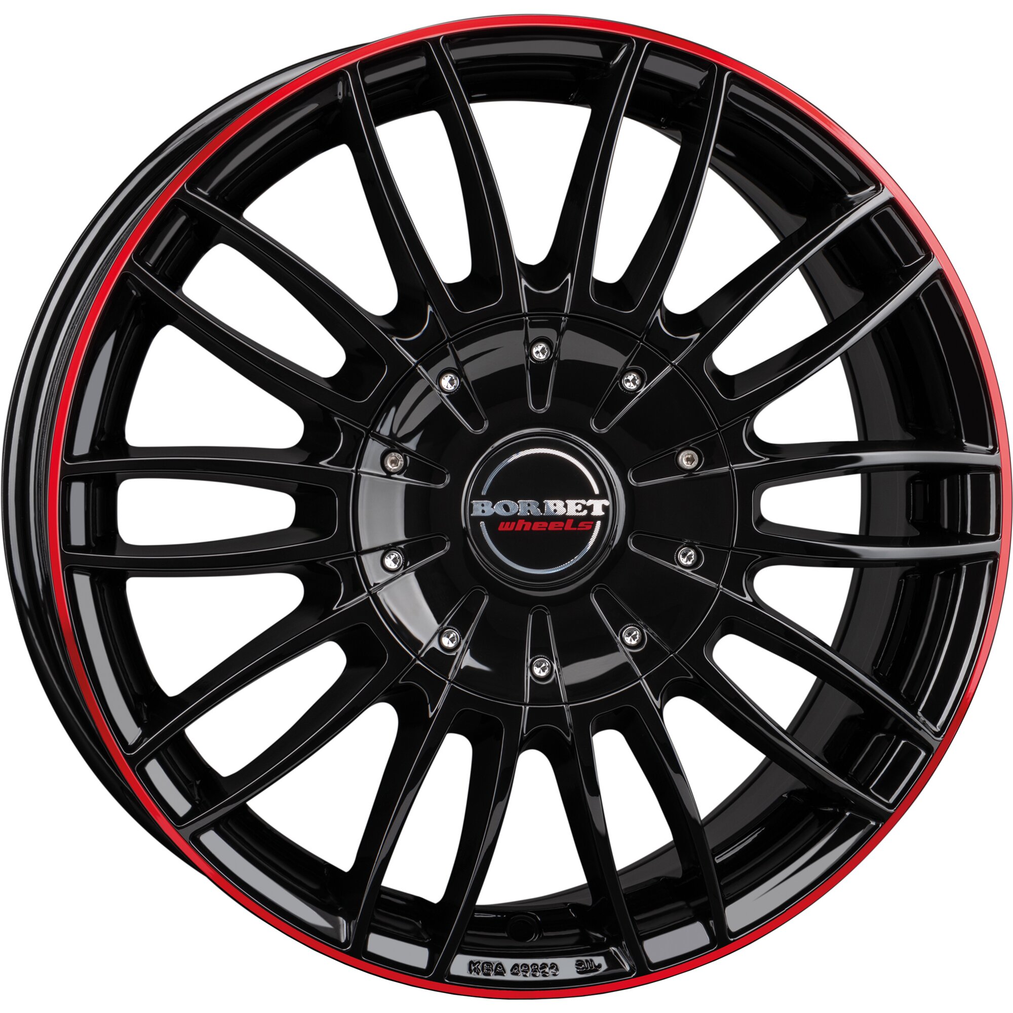 Aluminiumfelge CW3 für Fiat Ducato mit Heavy-Chassis, black glossy red ring, 7,5 x 18"