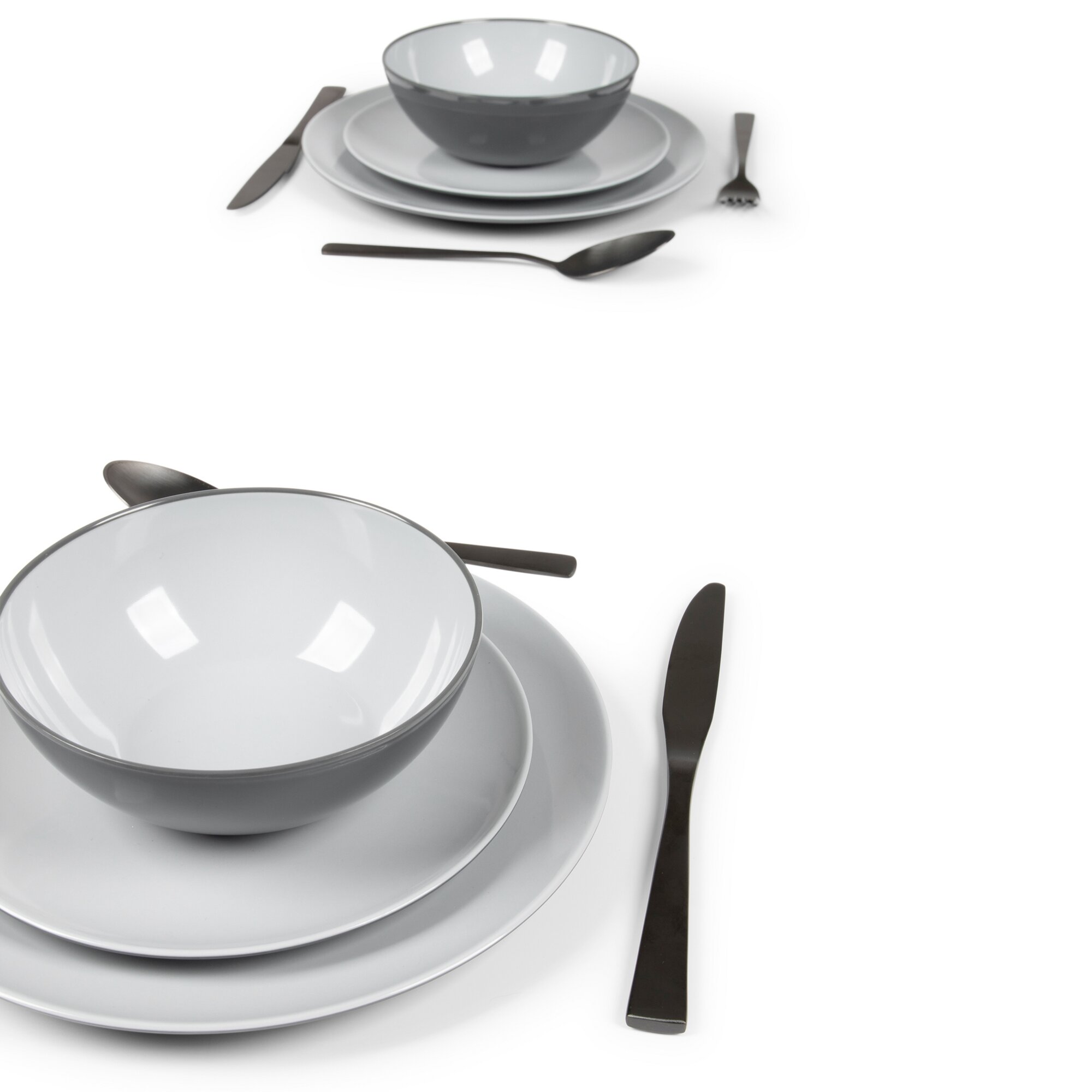 Geschirrset Vivid Line, hellgrau