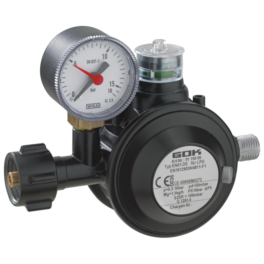 Grillregler PRO mit Manometer, Niederdruckregler