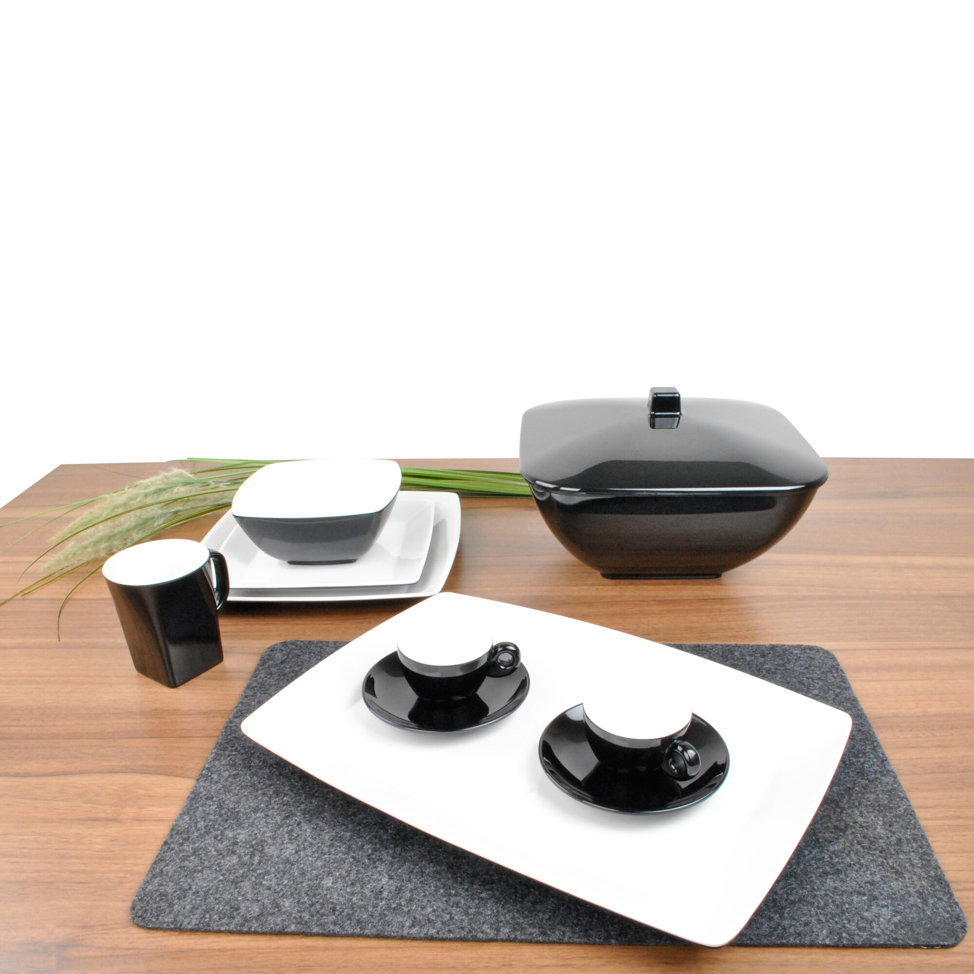 Eierbecher Solid Line, schwarz, 4er-Set