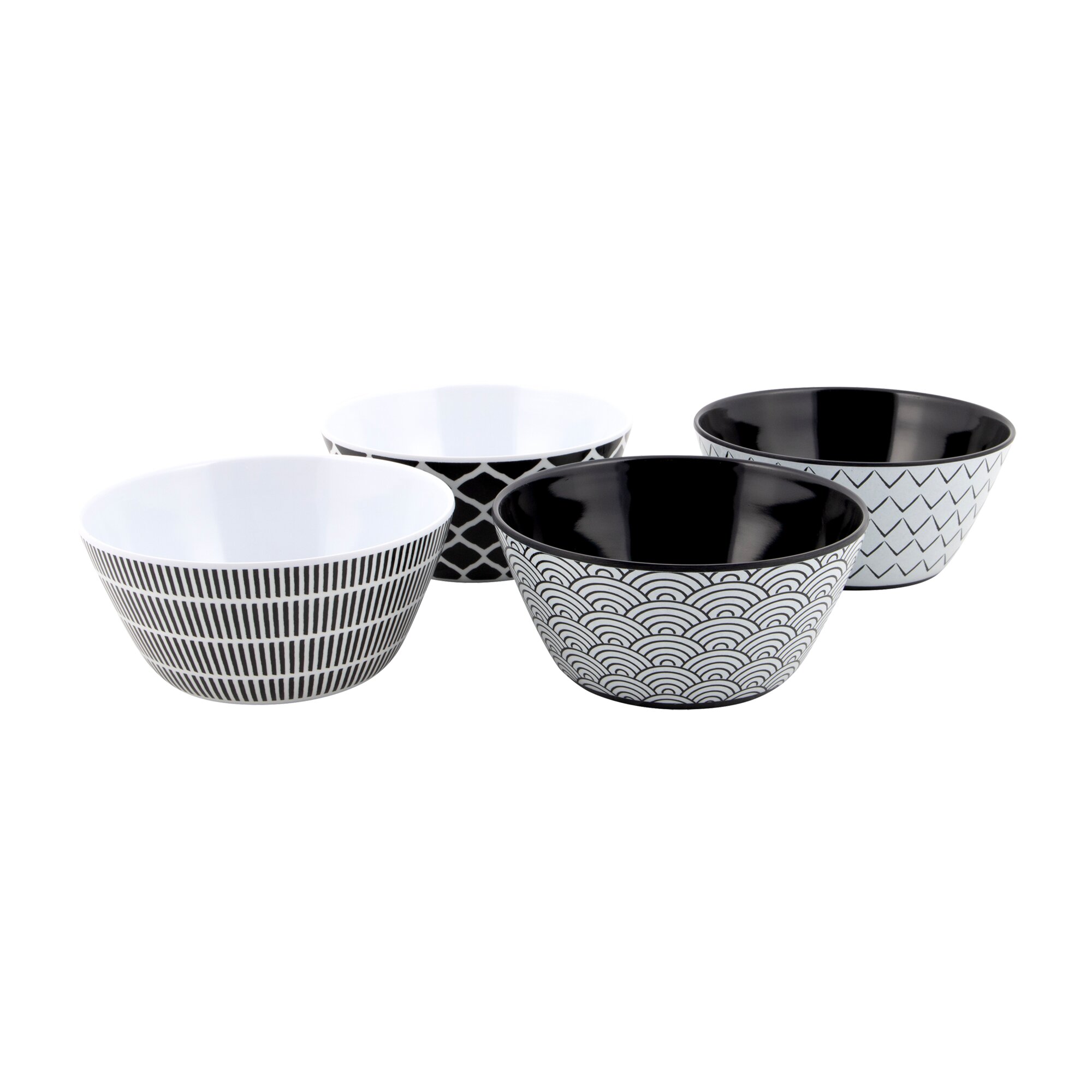 Geschirrserie Mix & Match, 16-teilig, schwarz/weiß