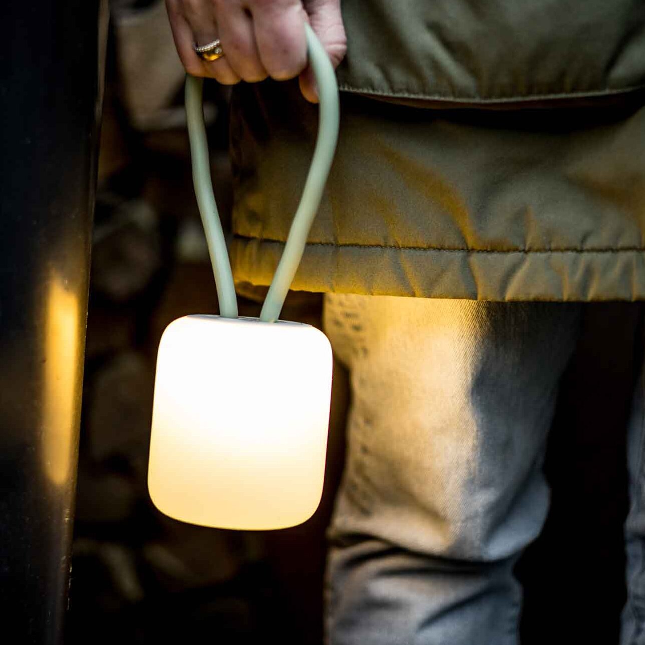 Campinglaterne Floppy aus Silikon, grün