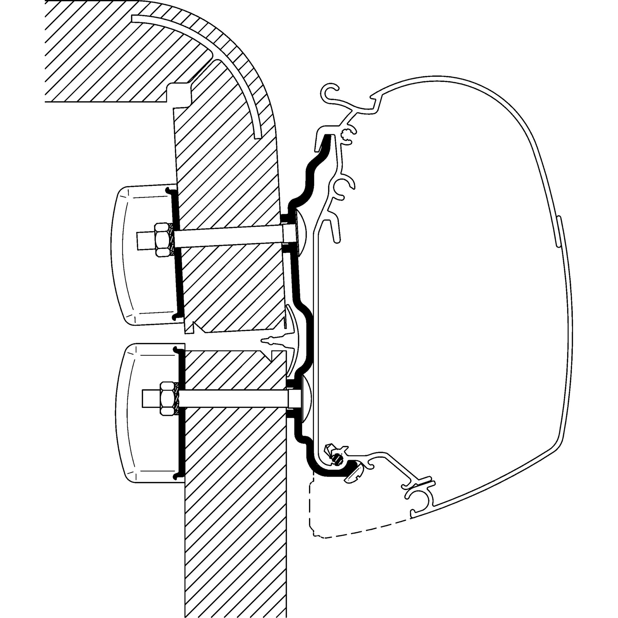 Adapter für Hymer Exsis / Hymer Camp ab Bj. 2012 zu TO Serie 5 und 8, 3,50 m
