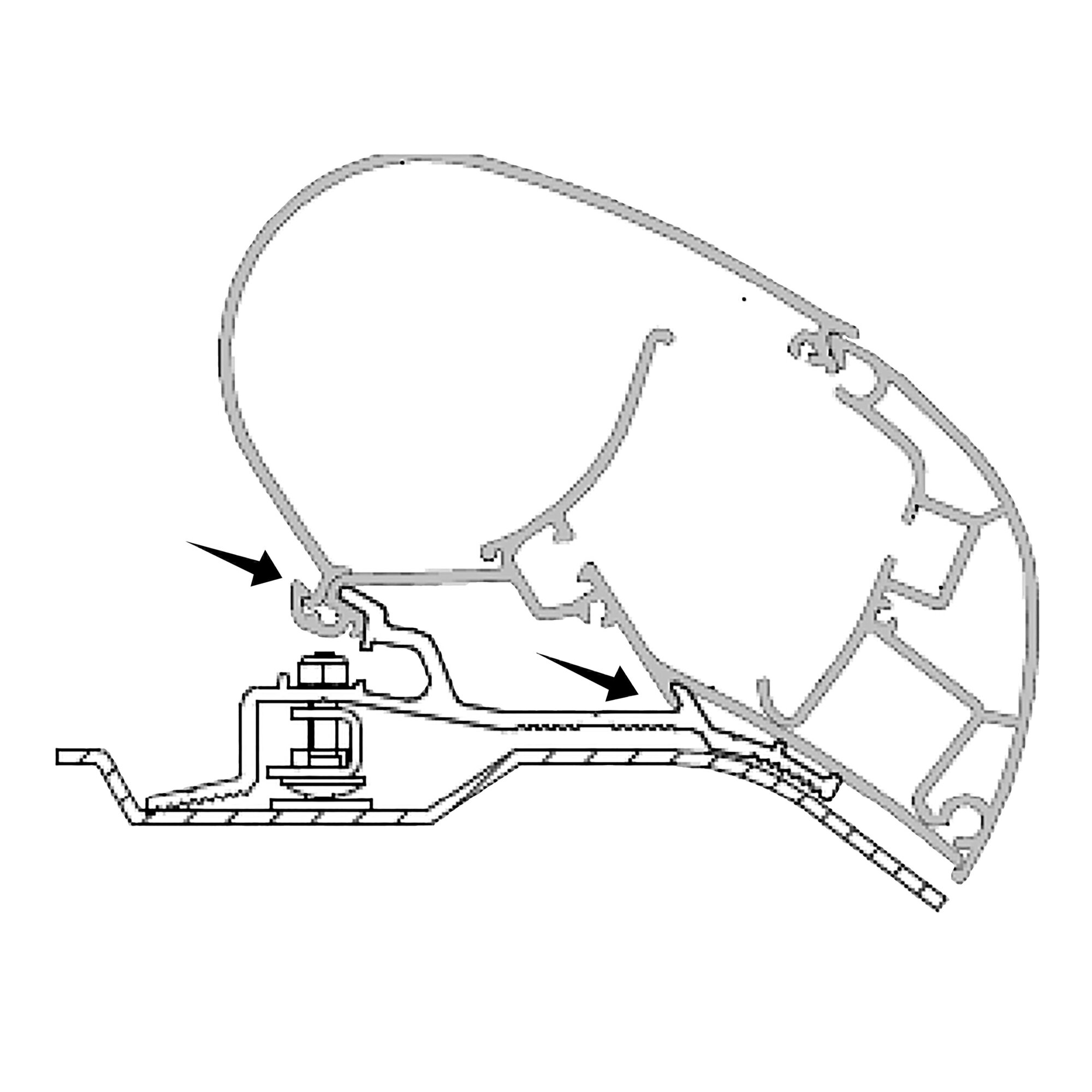 Adapter für Fiat Ducato ab Bj. 2006/07 zu Markisen Dometic Serie 2, 4 m